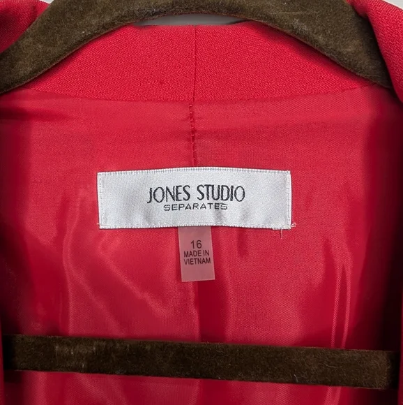 🔥 Jones Studio Bright Red Open-Front Blazer — Size 16 - Picture 2 of 3